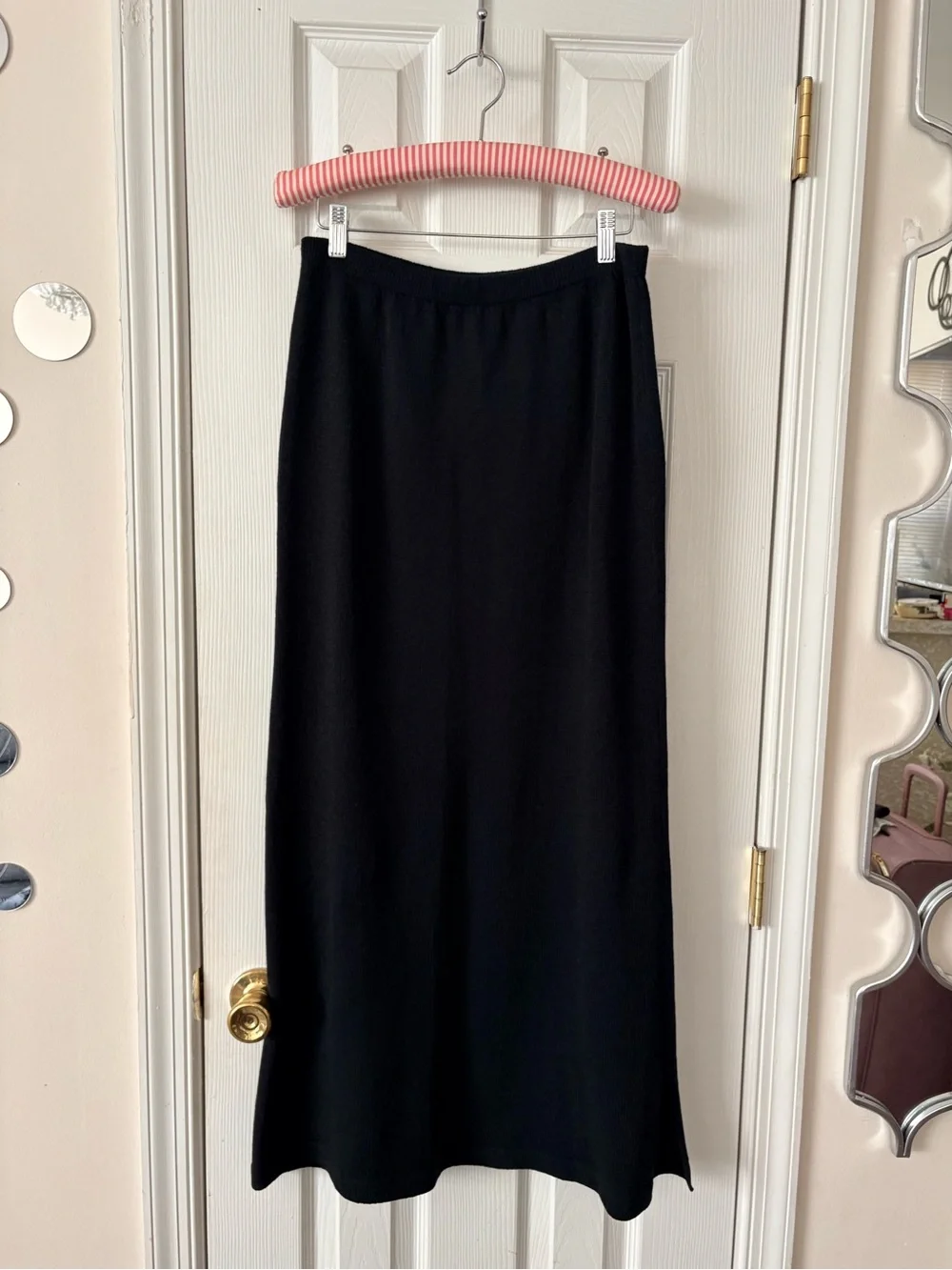 VTG Helen Hsu Black Knit Midi Skirt Size L - Picture 6 of 10